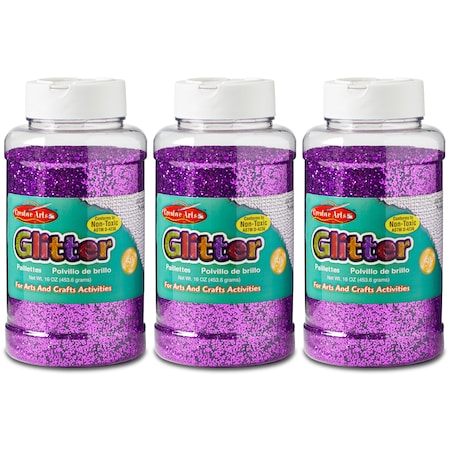 Charles Leonard Creative Arts Glitter, 1 lb. Bottle, Purple, PK3 41160